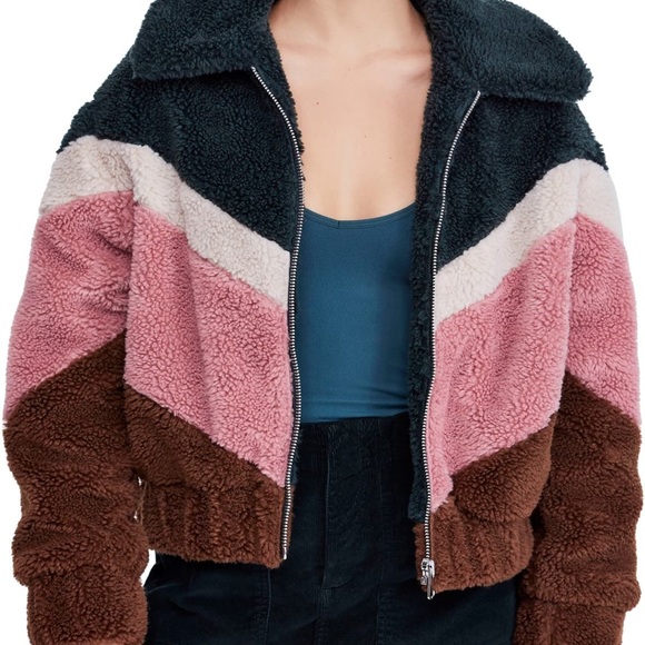 Rare BDG Urban Outfitters Teddy Chevron Jacket UO - Picture 5 of 6